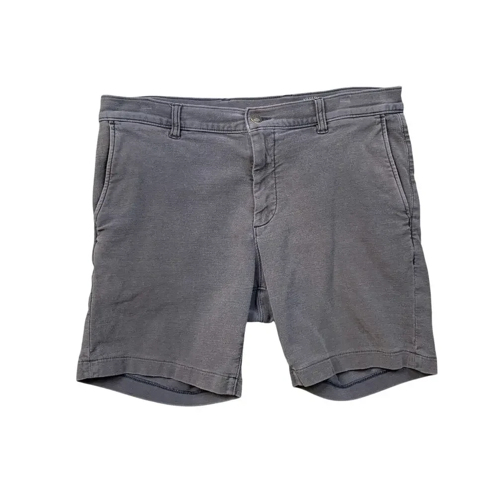 Faherty Shorts Mens 33 Washed Navy Stretch Terry Cotton Blend Flat Front Casual